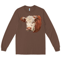 Chestnut hereford cow face Long Sleeve Tee - LillyAllenDesigns