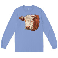 Colony Blue hereford cow face Long Sleeve Tee - LillyAllenDesigns