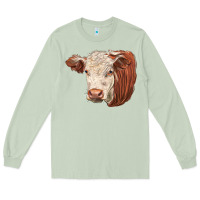 Matcha hereford cow face Long Sleeve Tee - LillyAllenDesigns