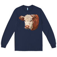Navy hereford cow face Long Sleeve Tee - LillyAllenDesigns