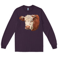 Plum hereford cow face Long Sleeve Tee - LillyAllenDesigns