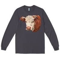 Smoke hereford cow face Long Sleeve Tee - LillyAllenDesigns