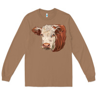 Toasted Coconut hereford cow face Long Sleeve Tee - LillyAllenDesigns