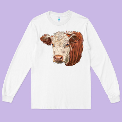 Hereford Cow Face Long Sleeve Tee Designed By Lillyallendesigns