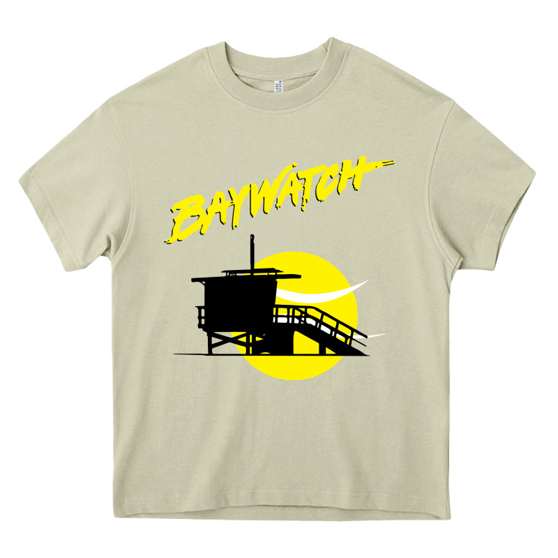Baywatch Lifeguard Tower Sunset   Baywatch Heavy Core Tee by PixelWave | Teevron