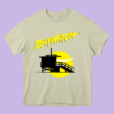 Baywatch Lifeguard Tower Sunset   Baywatch Heavy Core Tee Designed By Pixelwave