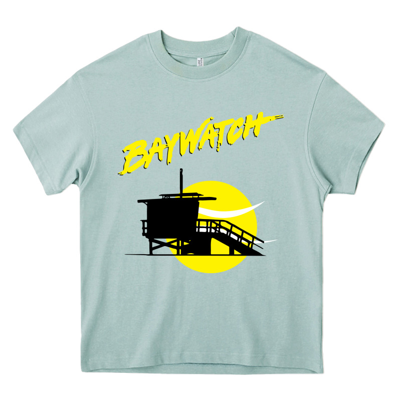 Baywatch Lifeguard Tower Sunset   Baywatch Heavy Core Tee by PixelWave | Teevron