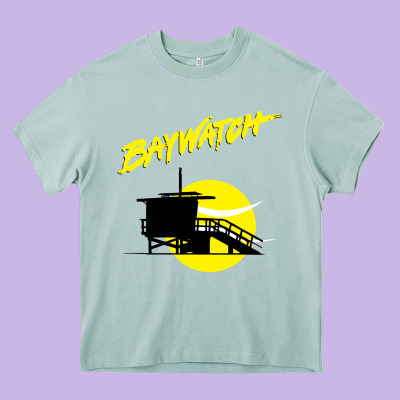Baywatch Lifeguard Tower Sunset   Baywatch Heavy Core Tee Designed By Pixelwave