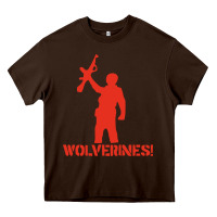 Chocolate Brown red dawn wolverines Heavy Core Tee - PixelWave