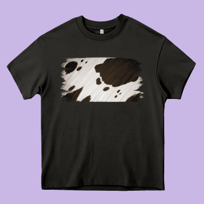 Cowhide Black And White Brush Strokes Background Heavy Core Tee Designed By Jasminsmagicworld