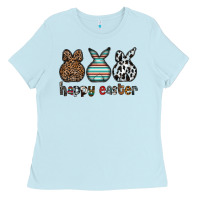 Baby Blue Happy Easter Ladies Tee - CowhideDigitalArt