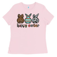 Bubblegum Pink Happy Easter Ladies Tee - CowhideDigitalArt