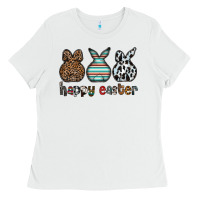 White Happy Easter Ladies Tee - CowhideDigitalArt