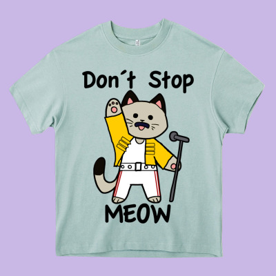 Don´t Stop Meow Heavy Core Tee Designed By Pixelwave