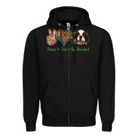 Black Peace Love St. Bernard Zipper Hoodie - Jasminsmagicworld