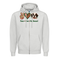 Dove Grey Peace Love St. Bernard Zipper Hoodie - Jasminsmagicworld