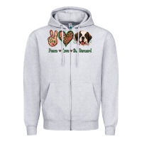 Heather Grey Peace Love St. Bernard Zipper Hoodie - Jasminsmagicworld