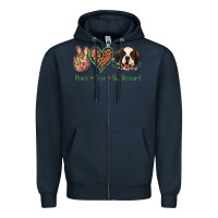 Navy Peace Love St. Bernard Zipper Hoodie - Jasminsmagicworld