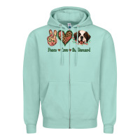Peace Love St. Bernard Zipper Hoodie | Teevron