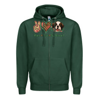 Sports Green Peace Love St. Bernard Zipper Hoodie - Jasminsmagicworld