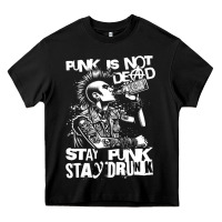 Black Stay Punk Stay Drunk Heavy Core Tee - PixelWave