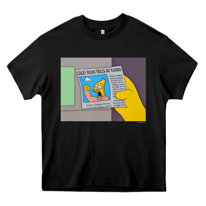 The Simpsons Old Man Yells At Cloud Newspaper V1 Heavy Core Tee by PixelWave | Teevron