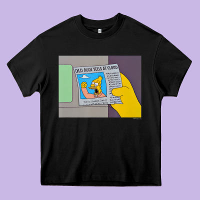 The Simpsons Old Man Yells At Cloud Newspaper V1 Heavy Core Tee Designed By Pixelwave