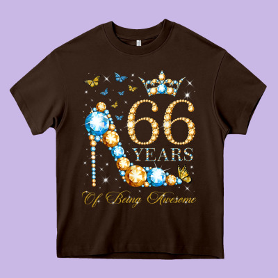 66th Birthday 66 Years Of Being Awesome 66 Years Old Woman Heavy Core Tee Designed By Pixelwave