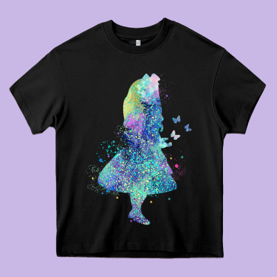 Watercolor Splatter Alice In Wonderland T Shirt Design Heavy Core Tee Designed By Pixelwave