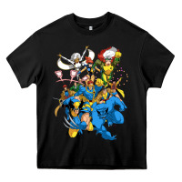 Black group pic x men Heavy Core Tee - PixelWave