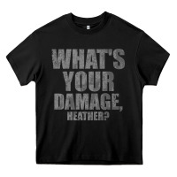Black what's your damage, heather   heathers Heavy Core Tee - PixelWave