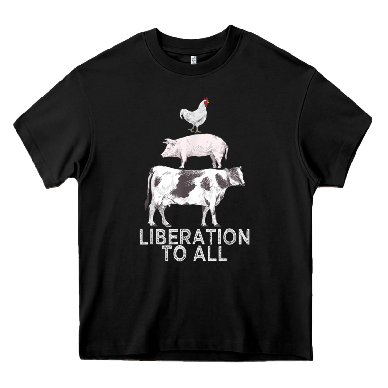 Liberation To All Vegan Vegetarian Food Animal Love Heavy Core Tee by PixelWave | Teevron