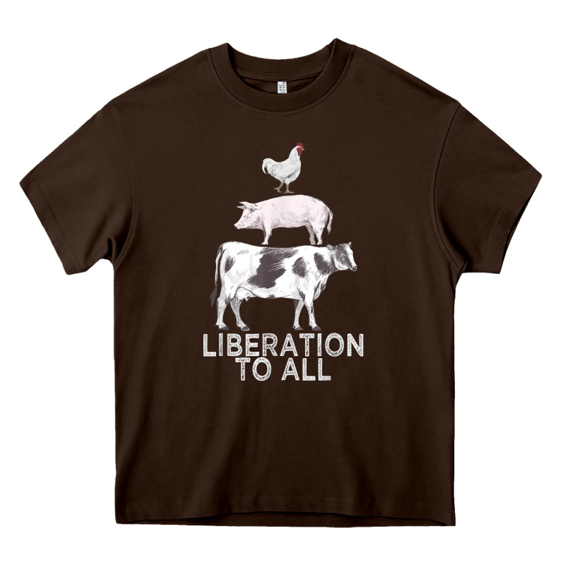 Liberation To All Vegan Vegetarian Food Animal Love Heavy Core Tee by PixelWave | Teevron