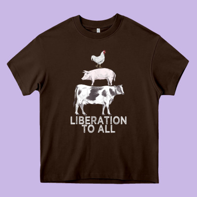 Liberation To All Vegan Vegetarian Food Animal Love Heavy Core Tee Designed By Pixelwave