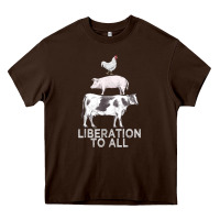 Chocolate Brown liberation to all vegan vegetarian food animal love Heavy Core Tee - PixelWave