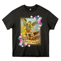 Asphalt St Michael the Archangel - Protector Catholic Church Angel Heavy Core Tee - PixelWave