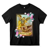 Black St Michael the Archangel - Protector Catholic Church Angel Heavy Core Tee - PixelWave