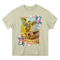 Mossy St Michael the Archangel - Protector Catholic Church Angel Heavy Core Tee - PixelWave