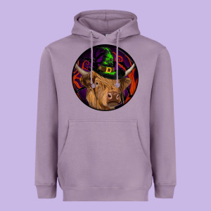 Halloween Highland Cow Round Heavyweight Hoodie Designed By Ranaportraitstore
