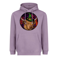 Lavender halloween highland cow round Heavyweight Hoodie - RanaPortraitStore