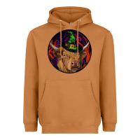 Meerkat halloween highland cow round Heavyweight Hoodie - RanaPortraitStore