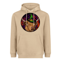 Mushroom halloween highland cow round Heavyweight Hoodie - RanaPortraitStore