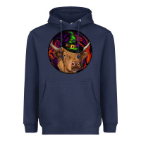 Navy halloween highland cow round Heavyweight Hoodie - RanaPortraitStore