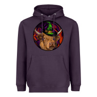 Plum halloween highland cow round Heavyweight Hoodie - RanaPortraitStore