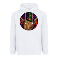 White halloween highland cow round Heavyweight Hoodie - RanaPortraitStore