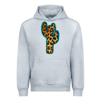 Heather Grey Turquoise Leopard Cactus Urban Hoodie - RanaPortraitStore