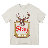 Cream Vintage Stag Beer, distressed Heavy Core Tee - Craftify