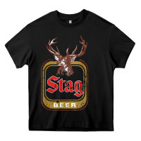 Black Vintage Stag Beer, distressed Heavy Core Tee - Craftify