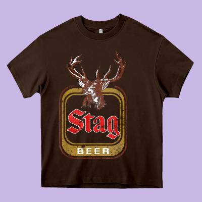 Vintage Stag Beer, Distressed Heavy Core Tee Designed By Craftify