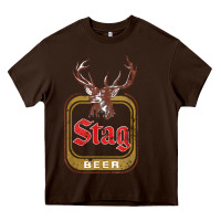 Chocolate Brown Vintage Stag Beer, distressed Heavy Core Tee - Craftify